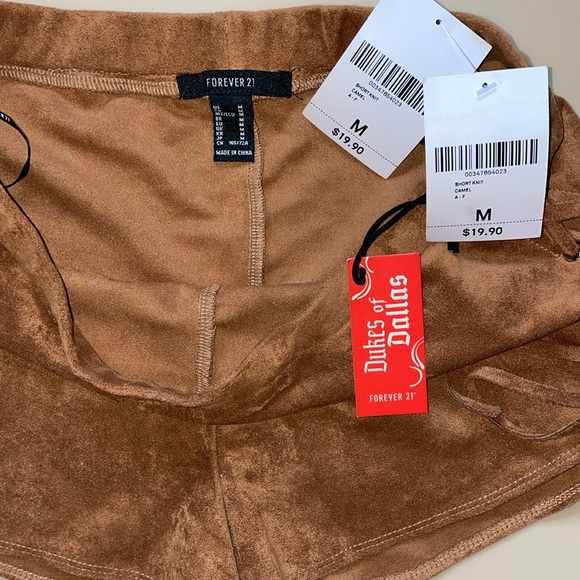 Suede Camel Lace Up Forever 21 Shorts - Picture 2 of 3
